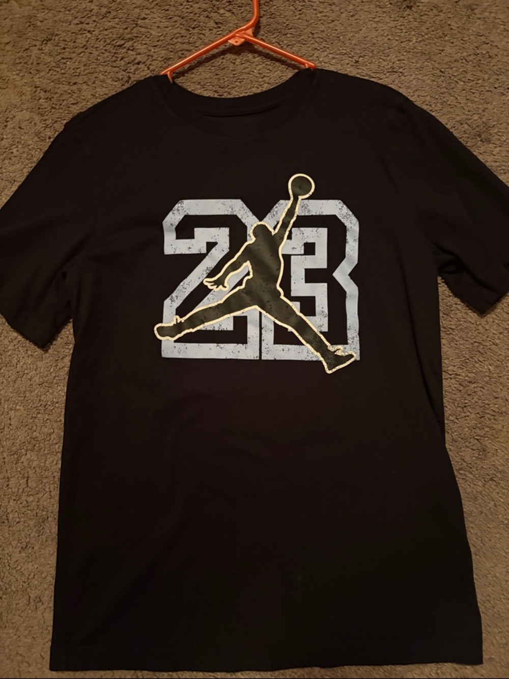 Jordan Black Tee with Light Blue 23 and Jumpman